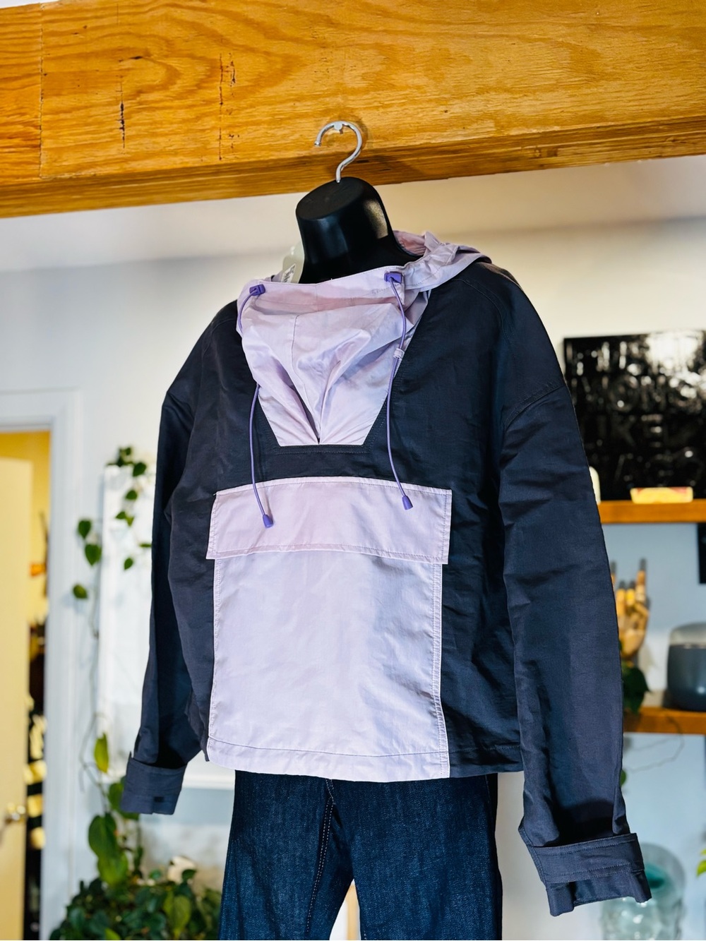 Sweaty Betty Nomad Colorblock Hooded Pullover Jacket Urban Grey Size L